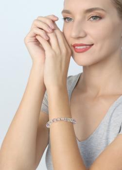 white/yellow crystal moonlight antique silver - Cubes - Konplott bracelet